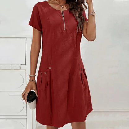 Mireia - Vestido con cremallera y bolsillos con botones