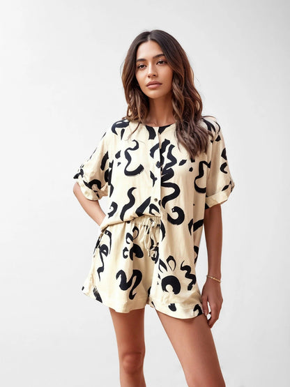 Donatella I conjunto dos piezas estampado abstracto pinceladas