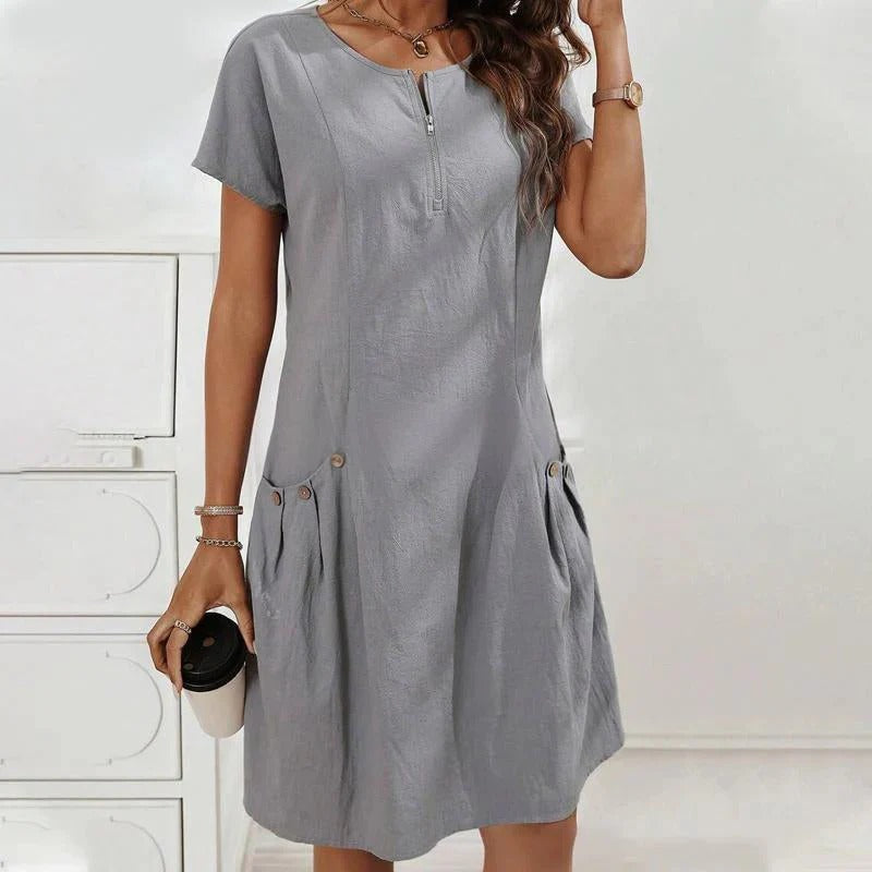 Mireia - Vestido con cremallera y bolsillos con botones