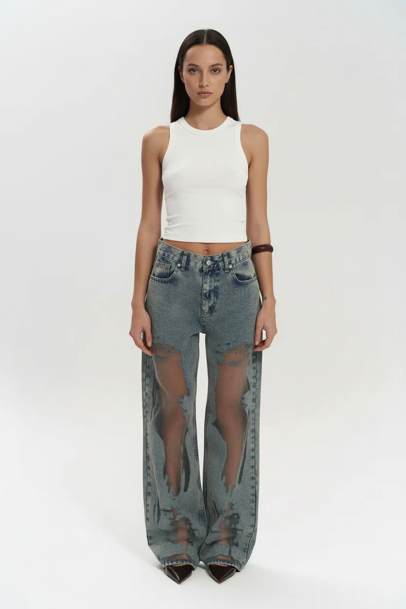 Alessia I jeans con detalle transparente