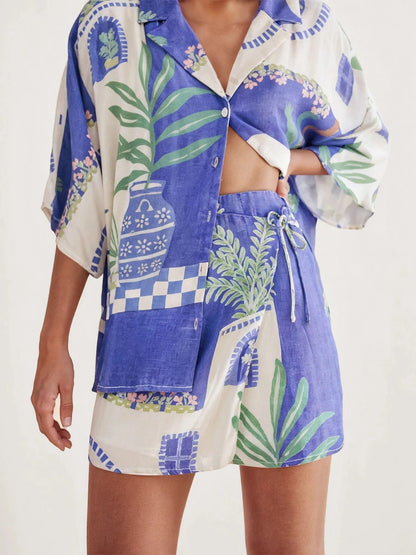 Simone I conjunto camisero estampado costa azzurra