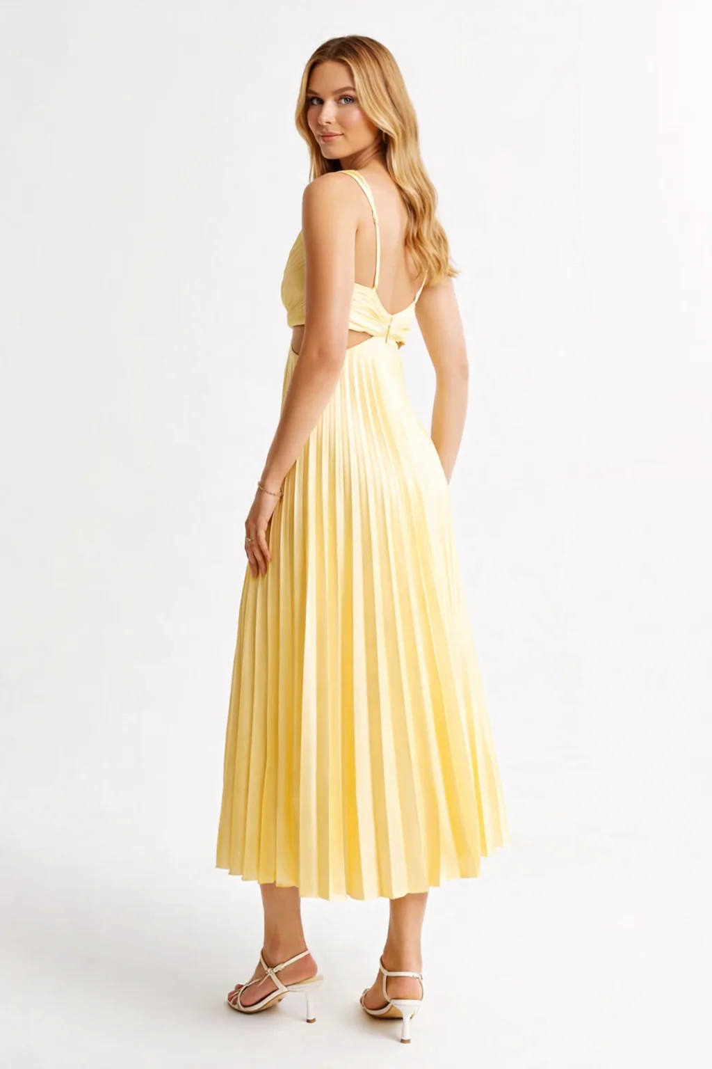 Cathya I vestido midi plisado escote cruzado