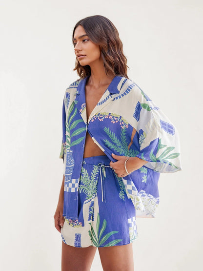Simone I conjunto camisero estampado costa azzurra