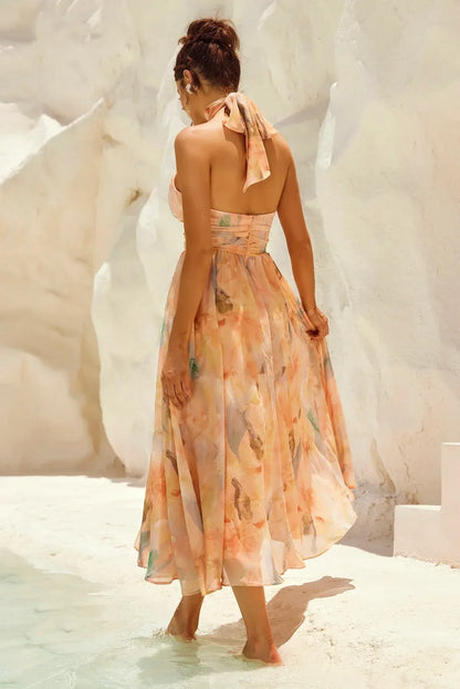 Iris I vestido midi halter acuarela