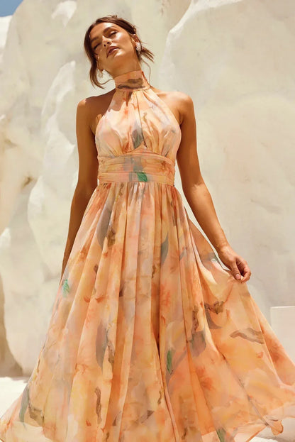 Iris I vestido midi halter acuarela