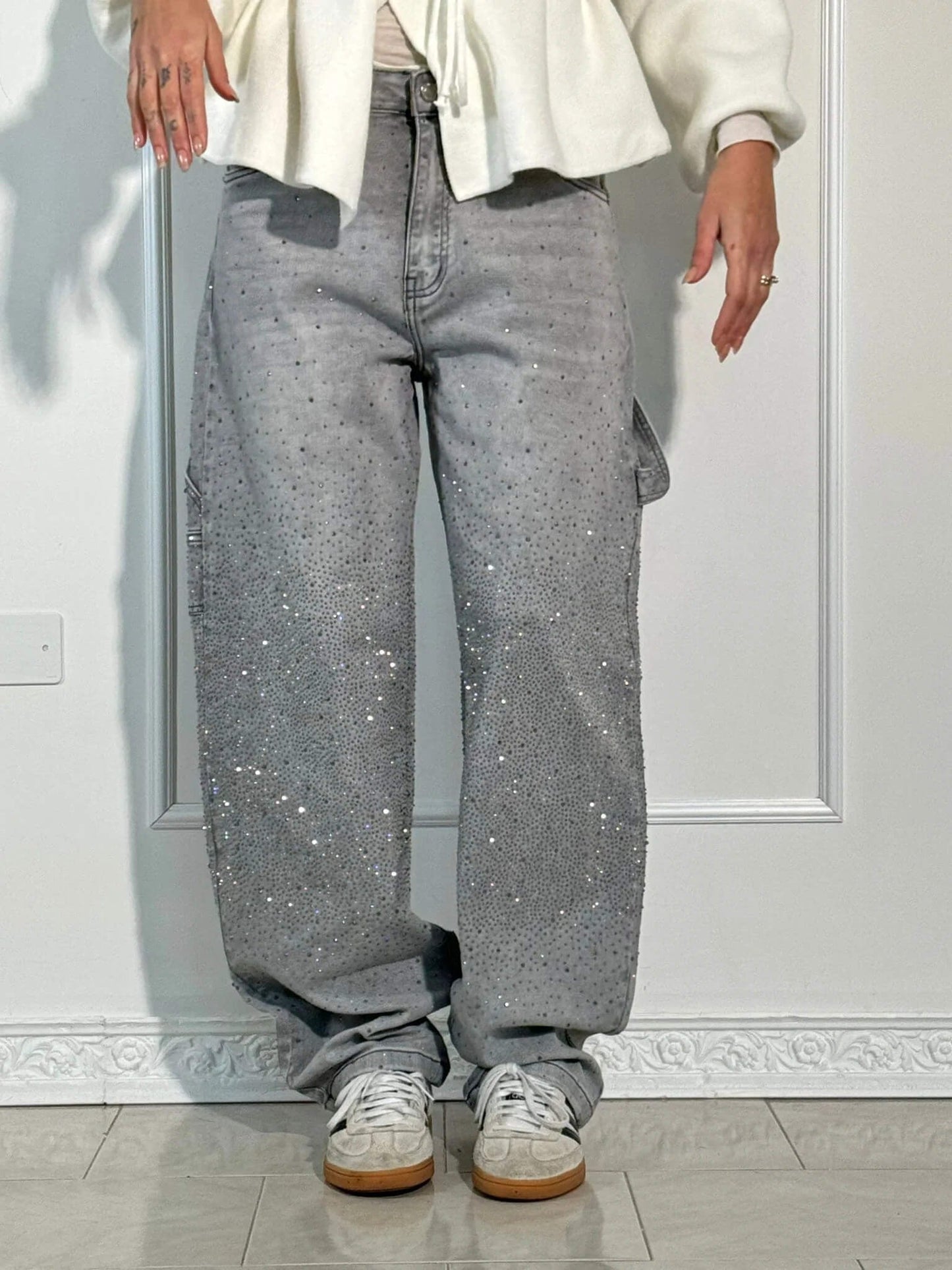 Bianca I jeans balloon con efecto brillante