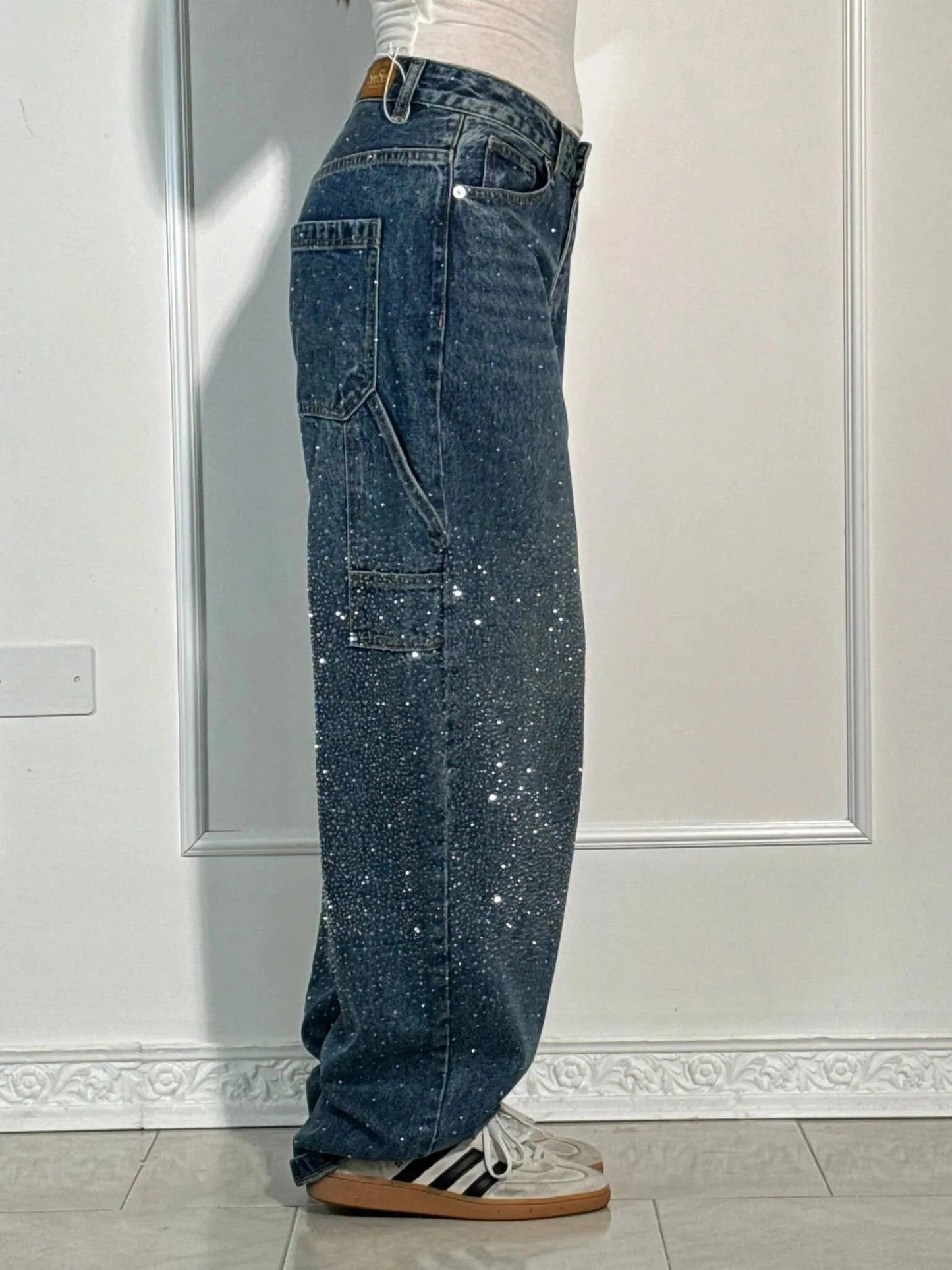 Bianca I jeans balloon con efecto brillante