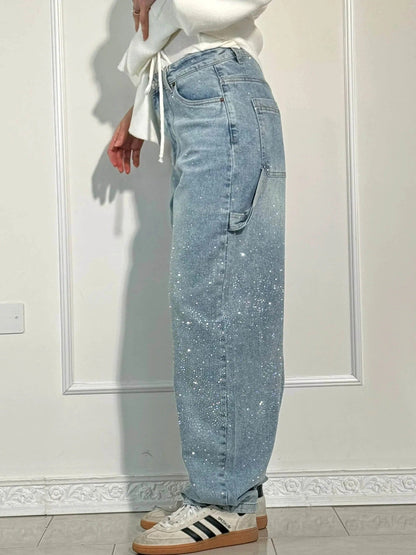 Bianca I jeans balloon con efecto brillante
